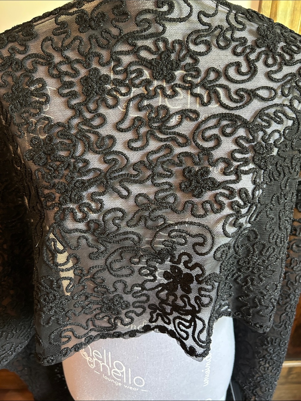 Black Lace Fringe Shawl - Women's Evening Wrap - Picture 2 of 12